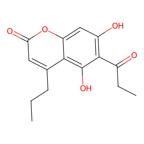 5,7-Dihydroxy-6-propionyl-4-propyl-coumarin structure
