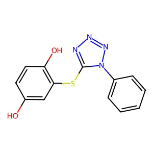 1,4-Benzenediol, 2-[(1-phenyl-1H-tetrazol-5-yl)thio]- structure