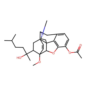 6,14-Ethenomorphinan-7-methanol, 3-(acetyloxy)-alpha,17-dimethyl-4,5-epoxy-6-methoxy-alpha-(3-methylbutyl)-, (5-alpha,7-alpha(R))- structure