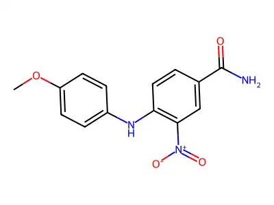 4-(4-Methoxyanilino)-3-nitrobenzamide structure