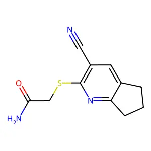 2-[(3-cyano-6,7-dihydro-5H-cyclopenta[b]pyridin-2-yl)sulfanyl]acetamide structure