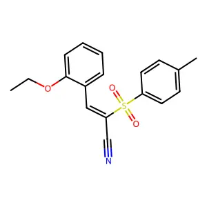 (Z)-3-(2-ethoxyphenyl)-2-(4-methylphenyl)sulfonylprop-2-enenitrile structure