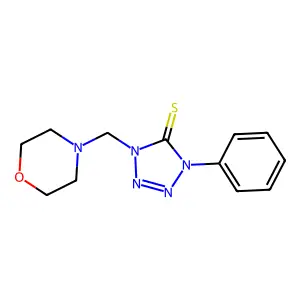 1-(Morpholin-4-ylmethyl)-4-phenyltetrazole-5-thione structure