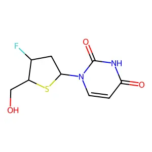 2',3'-Dideoxy-3'-fluoro-4'-thiouridine structure