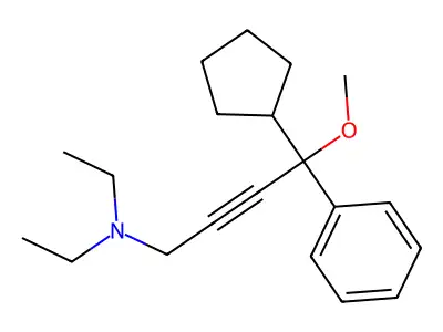 4-cyclopentyl-N,N-diethyl-4-methoxy-4-phenylbut-2-yn-1-amine structure