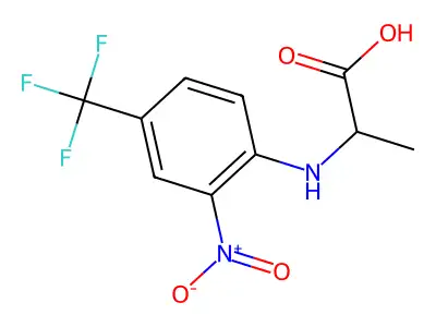 2-{[2-Nitro-4-(trifluoromethyl)phenyl]amino}propanoic acid structure
