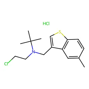 Benzo(b)thiophene-3-methylamine, N-tert-butyl-N-(2-chloroethyl)-5-methyl-, hydrochloride structure