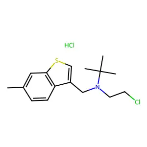 Benzo(b)thiophene-3-methylamine, N-tert-butyl-N-(2-chloroethyl)-6-methyl-, hydrochloride structure