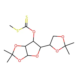 O-[5-(2,2-dimethyl-1,3-dioxolan-4-yl)-2,2-dimethyl-3a,5,6,6a-tetrahydrofuro[2,3-d][1,3]dioxol-6-yl] methylsulfanylmethanethioate structure