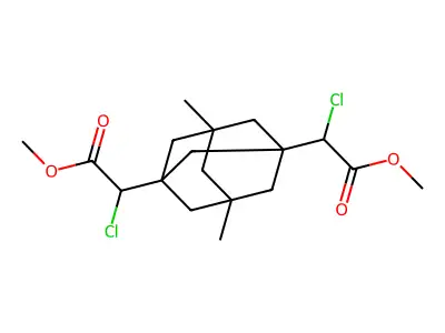 Dimethyl alpha,alpha'-dichloro-5,7-dimethyl-1,3-adamantanediacetate structure