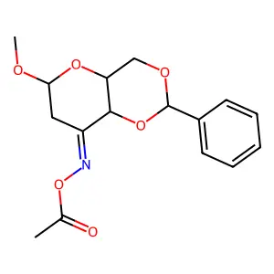 D-Erythro-hexopyranosid-3-ulose,methyl 4,6-O-benzylidene-2-deoxy-,o-acetyloxime,a-(8ci) structure
