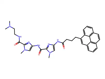 N-(2-(((2-(Dimethylamino)ethyl)amino)carbonyl)-1-methyl-1H-imidazol-4-yl)-1-methyl-4-((1-oxo-4-(4-pyrenyl)butyl)amino)-1H-imidazole-2-carboxamide structure
