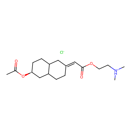 delta(sup 2(1H),alpha)-Naphthaleneacetic acid, 3,4,4a-alpha,5,6,7,8,8a-alpha-octahydro-6-beta-hydroxy-, 2-(dimethylamino)ethyl ester, acetate (ester), hydrochloride, (+-)- structure