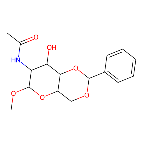 methyl 2-(acetylamino)-4,6-o-benzylidene-2-deoxyhexopyranoside structure