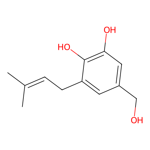 5-(Hydroxymethyl)-3-(3-methylbut-2-enyl)benzene-1,2-diol structure