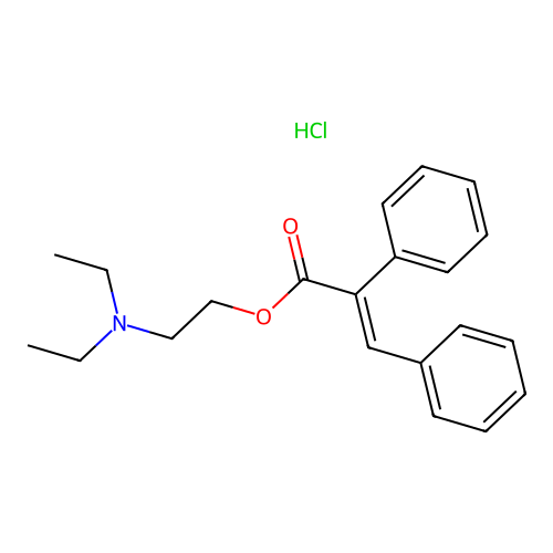 2-(Diethylamino)ethyl (benzylidene)phenylacetate hydrochloride structure