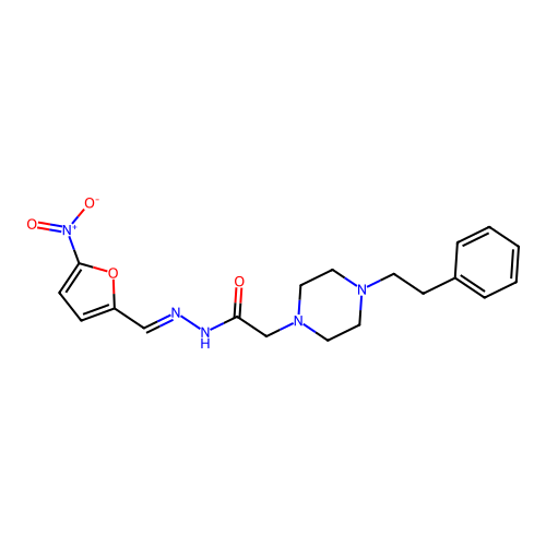 n'-[(5-nitro-2-furyl)methylene]-2-[4-(2-phenylethyl)piperazin-1-yl]acetohydrazide structure