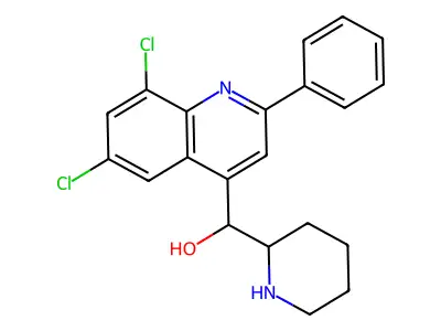 4-Quinolinemethanol, 6,8-dichloro-2-phenyl-alpha-2-piperidinyl- structure