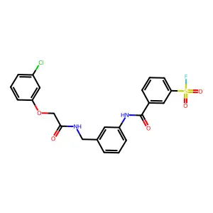 3-[[3-[[[2-(3-chlorophenoxy)acetyl]amino]methyl]phenyl]carbamoyl]benzenesulfonyl fluoride structure