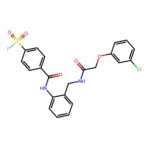 4-[[2-[[[2-(3-chlorophenoxy)acetyl]amino]methyl]phenyl]carbamoyl]benzenesulfonyl fluoride structure