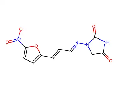 1-((3-(5-Nitrofuran-2-yl)allylidene)amino)imidazolidine-2,4-dione structure