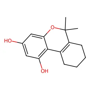 6H-Dibenzo(b,d)pyran-1,3-diol, 6,6-dimethyl-7,8,9,10-tetrahydro- structure