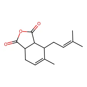 3a,4,7,7a-四氢-5-甲基-4-(3-甲基-2-丁烯-1-基)-1,3-异苯并呋喃二酮 structure