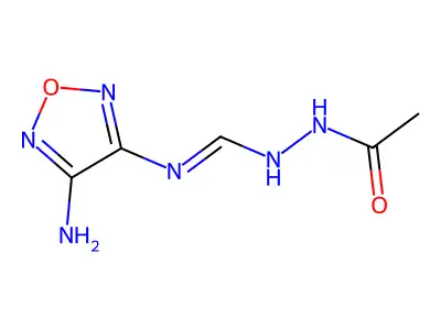 N-[[amino-(4-amino-1,2,5-oxadiazol-3-yl)methylidene]amino]acetamide structure