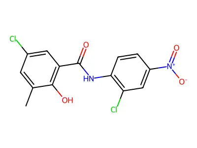 5-chloro-N-(2-chloro-4-nitrophenyl)-2-hydroxy-3-methylbenzamide structure