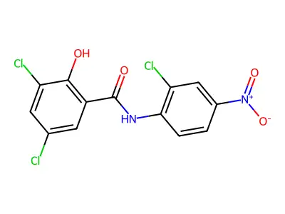 3,5-dichloro-N-(2-chloro-4-nitrophenyl)-2-hydroxybenzamide structure
