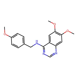 6,7-dimethoxy-N-[(4-methoxyphenyl)methyl]quinazolin-4-amine structure