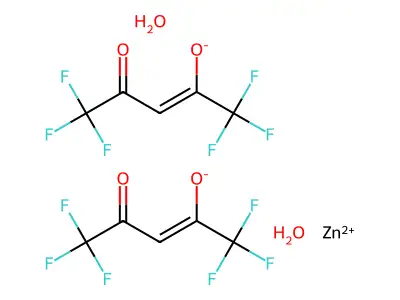 Zinc 1,1,1,5,5,5-hexafluoro-4-oxopent-2-en-2-olate--water (1/2/2) structure