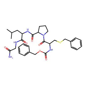 S-Benzyl-N-[(benzyloxy)carbonyl]cysteinylprolylleucylglycinamide structure