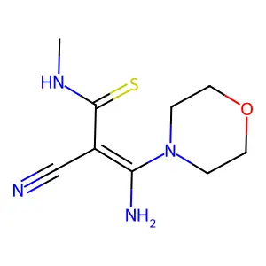 (2E)-3-amino-2-cyano-N-methyl-3-(morpholin-4-yl)prop-2-enethioamide structure
