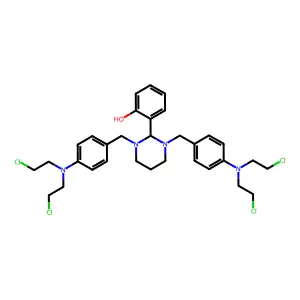 2-[1,3-Bis[[4-[bis(2-chloroethyl)amino]phenyl]methyl]-1,3-diazinan-2-yl]phenol structure