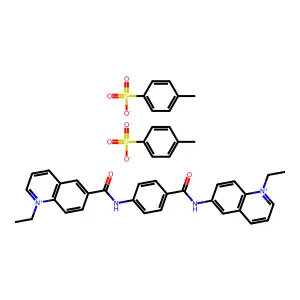 Quinolinium, 1-ethyl-6-(p-((1-ethylquinolinium-6-yl)formamido)benzamido)-, di-p-toluenesulfonate structure