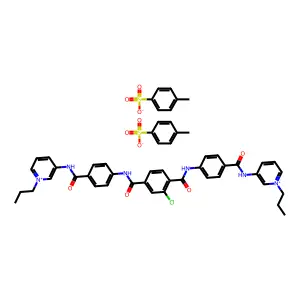 Pyridinium, 3,3'-(2-chloroterephthaloylbis(imino-p-phenylenecarbonylimino))bis(1-propyl-, di-p-toluenesulfonate structure