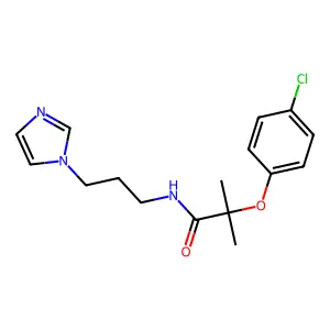 2-(4-chlorophenoxy)-N-[3-(1H-imidazol-1-yl)propyl]-2-methylpropanamide structure