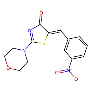 5-{3-nitrobenzylidene}-2-(4-morpholinyl)-1,3-thiazol-4(5H)-one structure