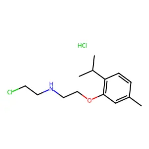 Phenetole, beta-(N-(2-chloroethyl)amino)-2-isopropyl-5-methyl-, hydrochloride structure