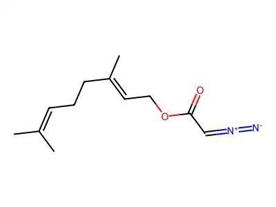 Acetic acid, diazo-, (2E)-3,7-dimethyl-2,6-octadienyl ester structure