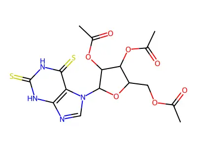[3,4-diacetyloxy-5-[2,6-bis(sulfanylidene)-3H-purin-7-yl]oxolan-2-yl]methyl acetate structure