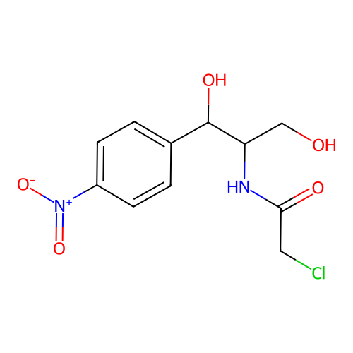 2-chloro-N-[1,3-dihydroxy-1-(4-nitrophenyl)propan-2-yl]acetamide structure