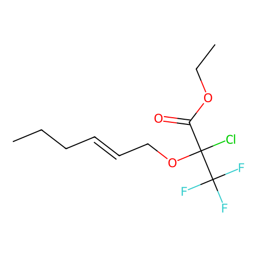 ethyl 2-chloro-3,3,3-trifluoro-2-[(E)-hex-2-enoxy]propanoate structure
