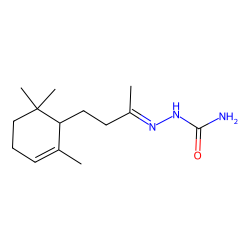 [(E)-4-(2,6,6-trimethylcyclohex-2-en-1-yl)butan-2-ylideneamino]urea structure