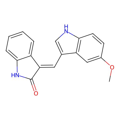 (3E)-3-[(5-methoxy-1H-indol-3-yl)methylidene]-1H-indol-2-one structure