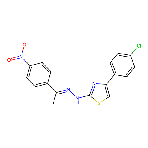 4-(4-chlorophenyl)-N-[(E)-1-(4-nitrophenyl)ethylideneamino]-1,3-thiazol-2-amine structure