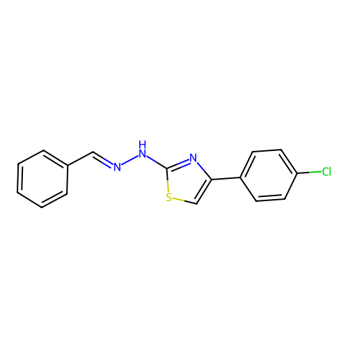 N-[(E)-benzylideneamino]-4-(4-chlorophenyl)-1,3-thiazol-2-amine structure