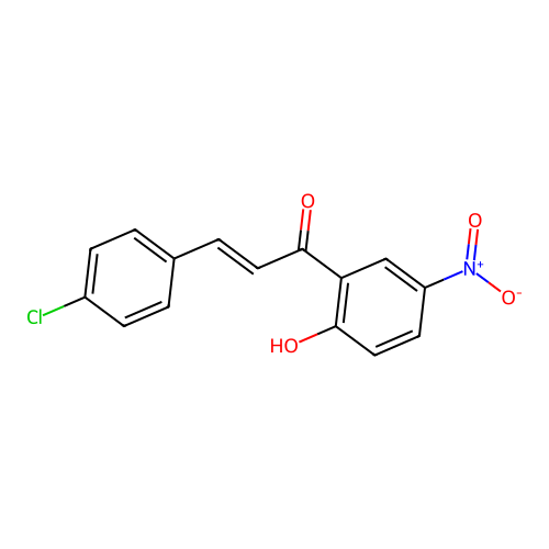 (2E)-3-(4-chlorophenyl)-1-(2-hydroxy-5-nitrophenyl)prop-2-en-1-one structure