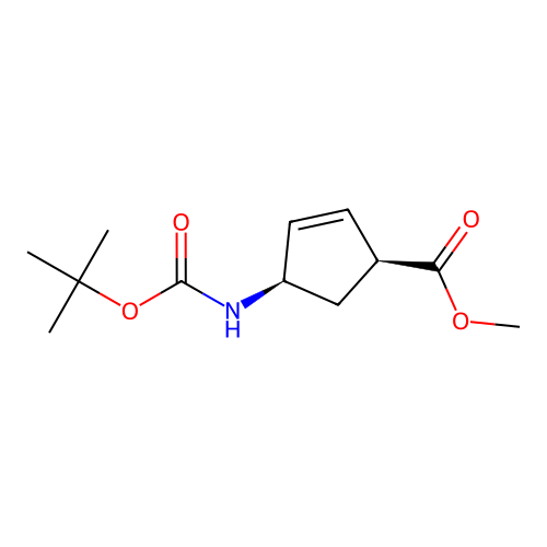 methyl (1S,4R)-4-(((tert-butoxy)carbonyl)amino)cyclopent-2-ene-1-carboxylate structure